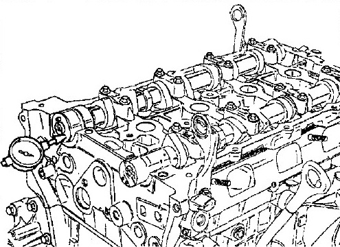 Измерение осевого зазора распределительного вала выпускных клапанов двигателя 4B12 Citroen C-Crosser