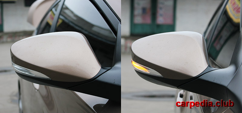 Лампы указателя поворота в зеркалах заднего вида на автомобиле Hyundai Elantra J5 MD