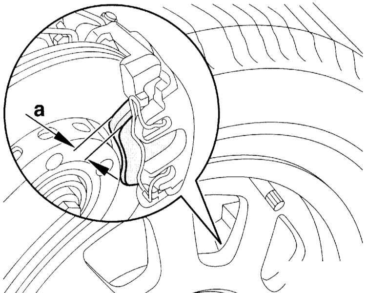 Проверка толщины тормозных колодок передних колёс​ Audi A4