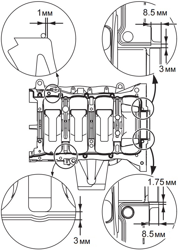 Правильность нанесения герметика на картер двигателя 4B12 Peugeot 4007