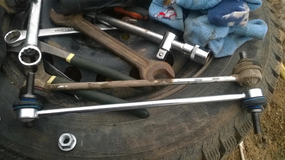 Детали и инструменты для замены рулевых наконечников и стоек стабилизатора Renault Kangoo 2
