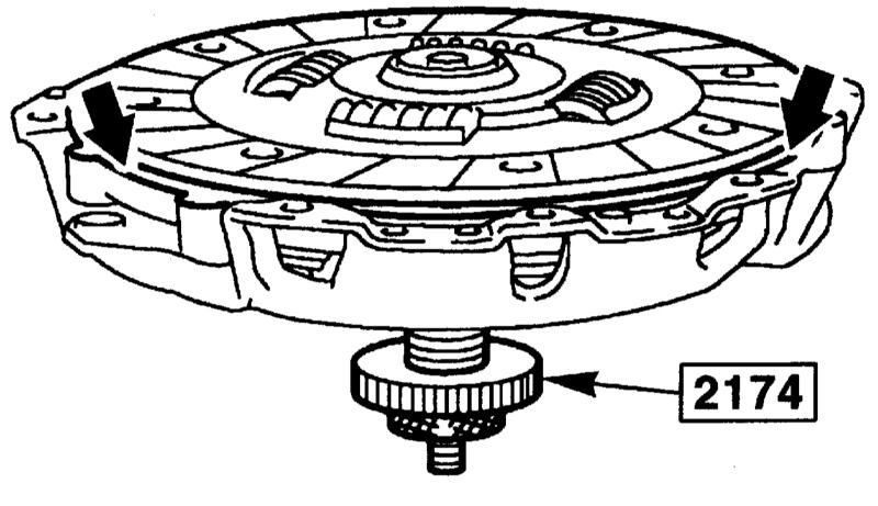 Отцентрирование ведомого диска на нажимном диске сцепления с помощью оправки HAZET 2174 Audi A4 2