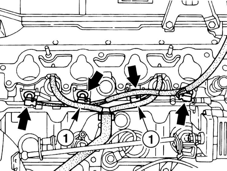 Отсоединение вентиляционных шлангов двигателя Mercedes Benz W203