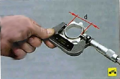 Измерение наружного диаметра ступицы ведущей шестерни масляного насоса Nissan Almera Classic