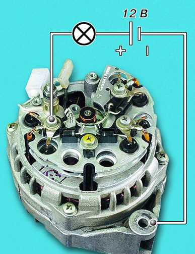 Схема проверки отрицательных диодов выпрямительного блока генератора Chevrolet Niva