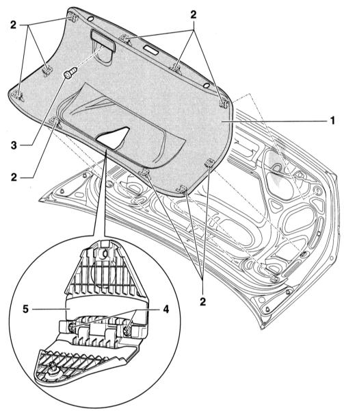 Схема деталей облицовки крышки багажника Audi A4 2 (B6)