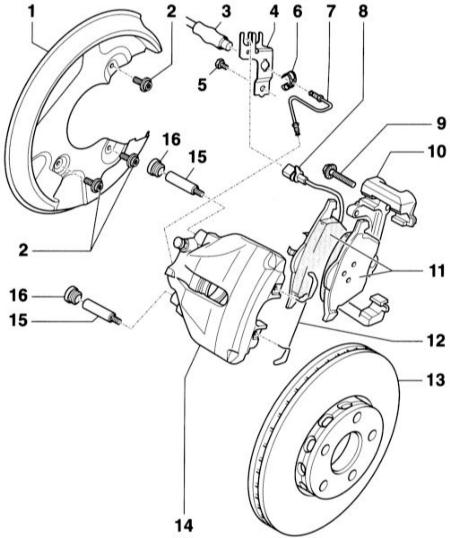 Схема переднего тормозного механизма FN3 Audi A4 2 (B6)