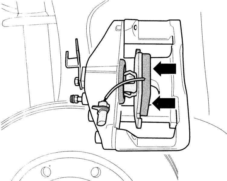 Установка тормозных колодок в корпус суппорта Audi A4 2