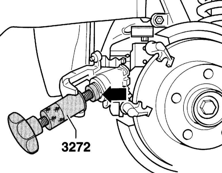 Выворачивание поршня тормозного механизма задних колес Audi A4 2 (B6)