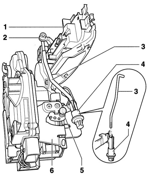 Схема деталей и установка замка двери Audi A4 II (B6)