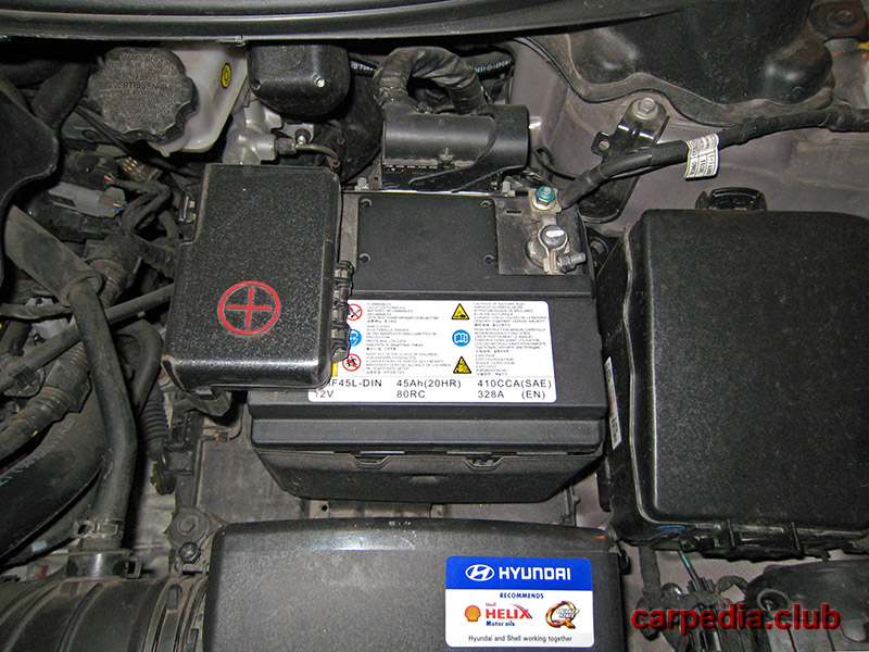Размещение аккумуляторной батареи на Hyundai Elantra J5 MD