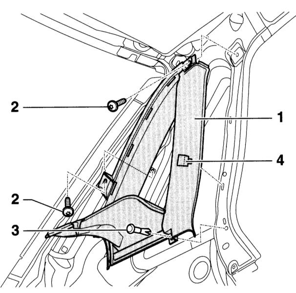 Снятие и установка облицовки задней стойки С Audi A4 II (B6)