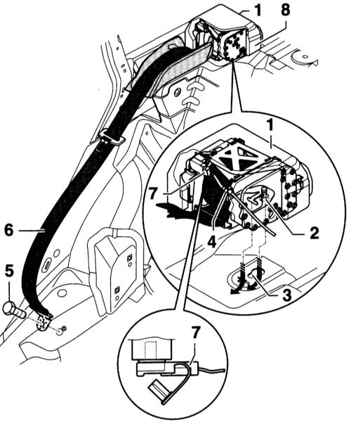 Замена заднего ремня безопасности Audi A4 II (B6)