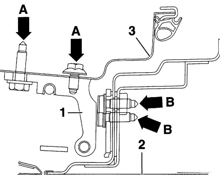 Схема нижней петли закрытой двери​ Audi A4 II (B6)