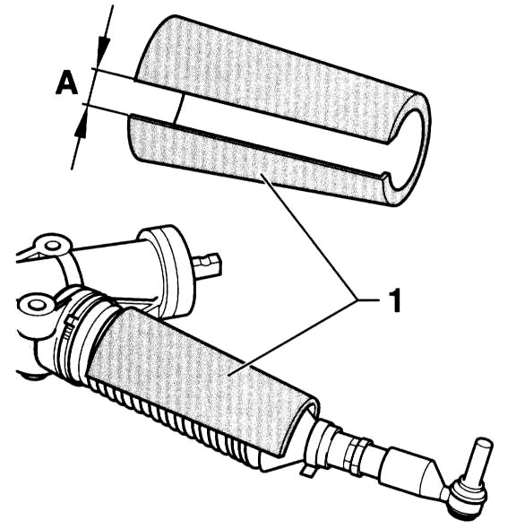 Защита кожухов рулевой тяги при снятии амортизатора Audi A4 II (B6)