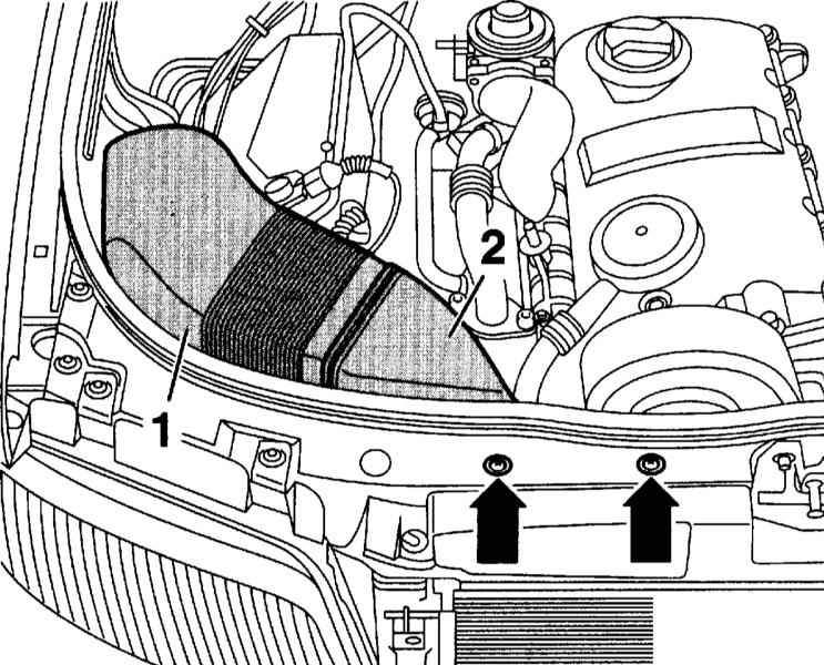 Снятие верхней крышки двигателя Audi A4