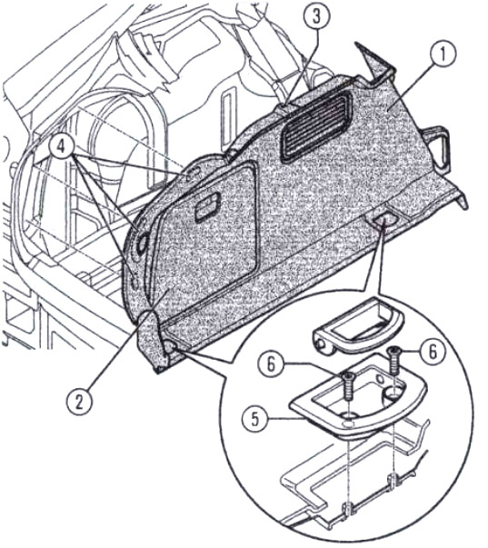 Схема снятия боковой облицовки багажника седана Audi A4 II (B6)