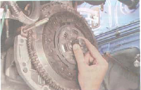 Установка ведомого диска сцепления с помощью центрирующей оправки Renault Logan