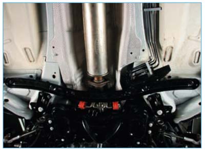 Расположение болтов крепления поперечины кузова в автомобиле  Ford Focus 2