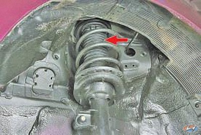 Проверьте состояние защитного чехла амортизаторной стойки на автомобиле Hyundai Solaris
