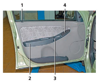 Основные элементы водительской двери Lada Kalina