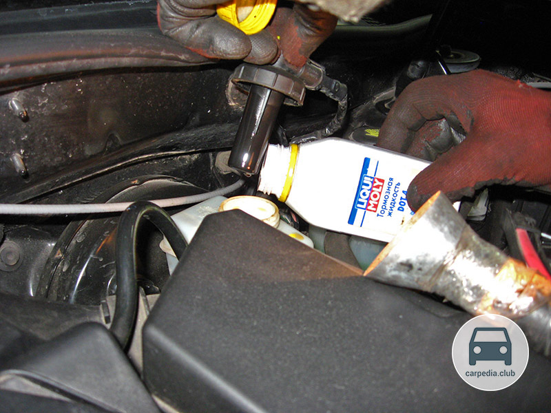Доливка тормозной жидкости в бачок гидропроводов тормозов и сцепления Renault Duster