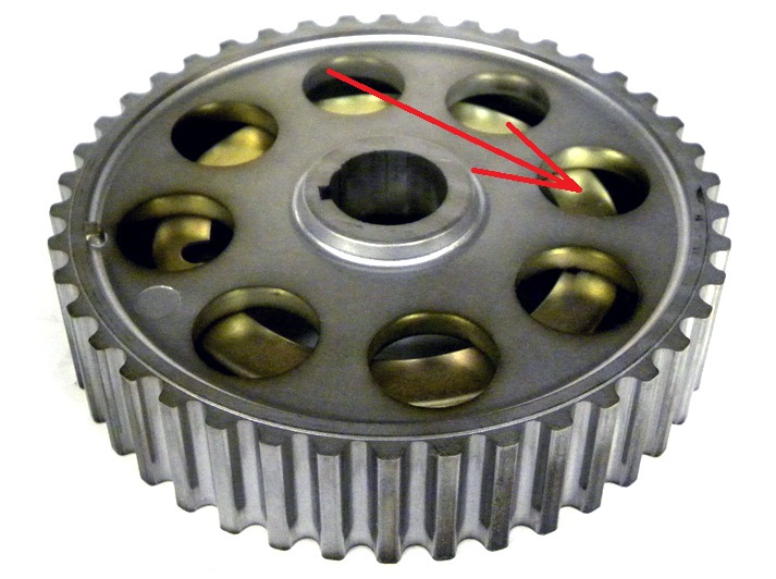 Размещение диска датчика фаз на распредвале впускных клапанов двигателя ВАЗ-21126 Лада Гранта (ВАЗ 2190)