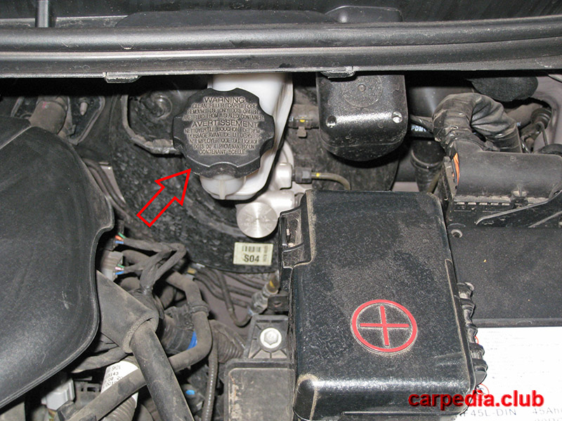 Размещение крышки на тормозном бачке Hyundai Elantra J5 MD