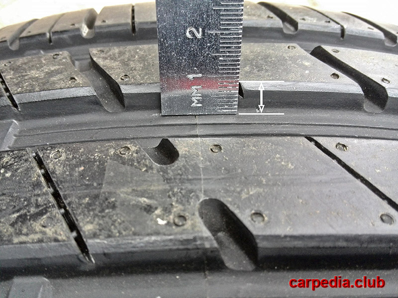 Измерить глубину протектора шины на автомобиле Hyundai Accent MC