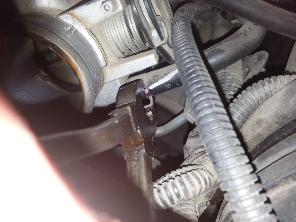 Ослабление хомута крепления шланга отвода охлаждающей жидкости к патрубку дроссельного узла двигателя F16D3 Daewoo Nexia N150
