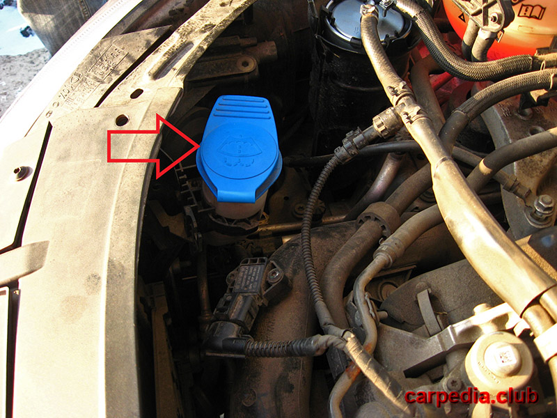 Пробка бачка омывателя лобового стекла на автомобиле Skoda Fabia MK2 5J 2007-2014