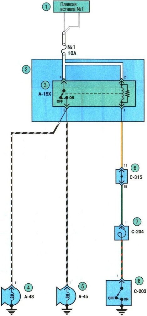 Электрическая схема звукового сигнала Mitsubishi Outlander XL