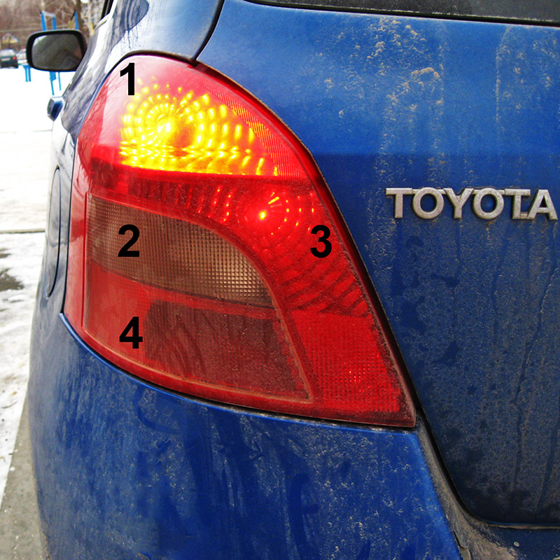 Лампы заднего фонаря освещения Toyota Yaris II