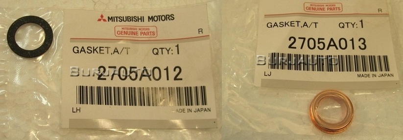 Уплотнительные шайбы 2705A012 и 2705A013 пробки для слива жидкости из вариатора Mitsubishi Outlander XL