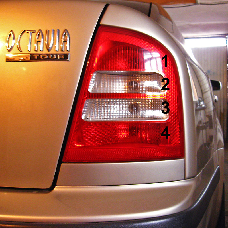 Лампы, применяемые в задних фонарях автомобиля Skoda Octavia I Tour
