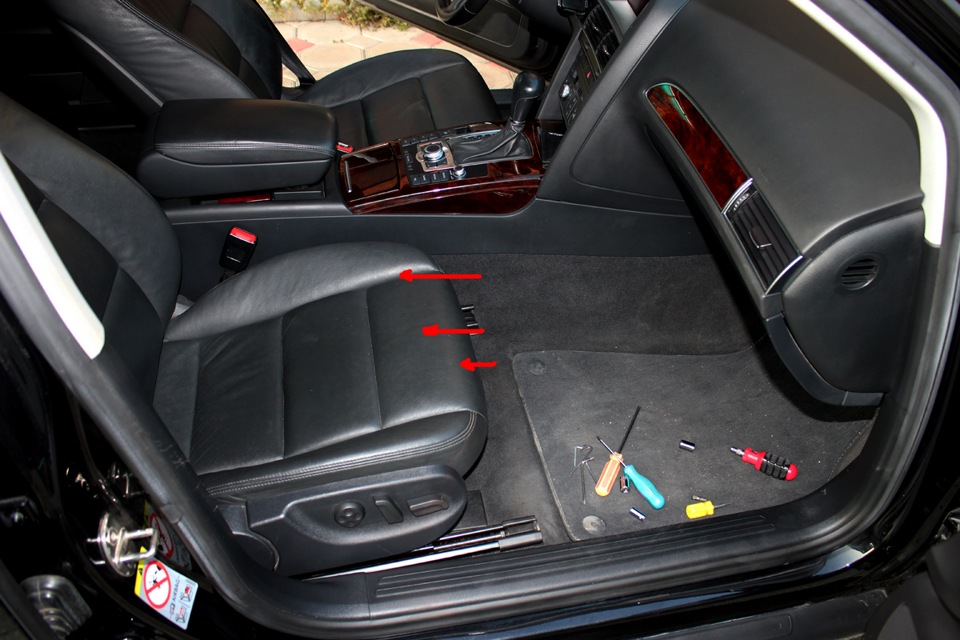 Отодвиньте сиденье пассажира на Audi A6 4F/C6 2004-2011