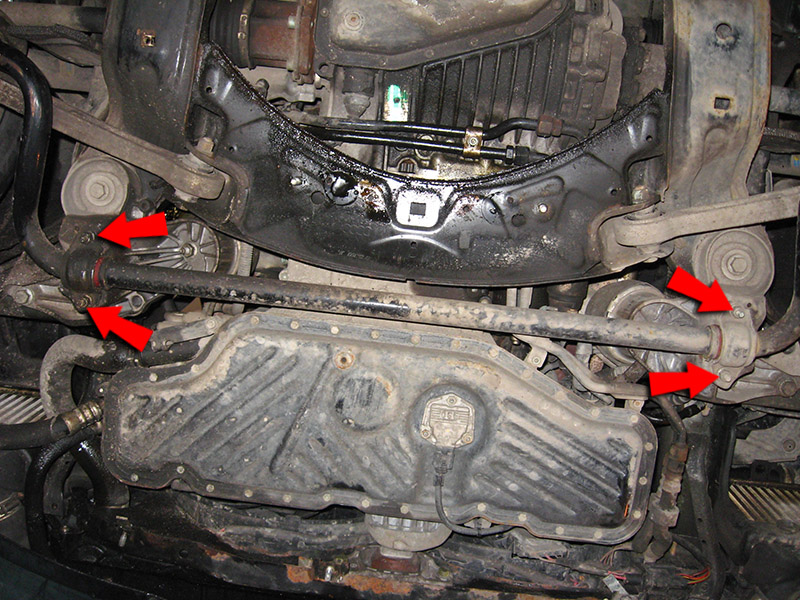 Крепление втулок стабилизатора на Audi A6 4F/C6 2004-2011