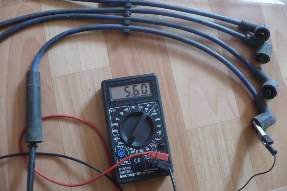 Измерение сопротивления высоковольтного провода системы зажигания Daewoo Sens