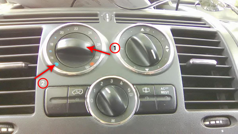 Регулятор температуры воздуха для вентиляции салона на автомобиле Mercedes-Benz Vito W639