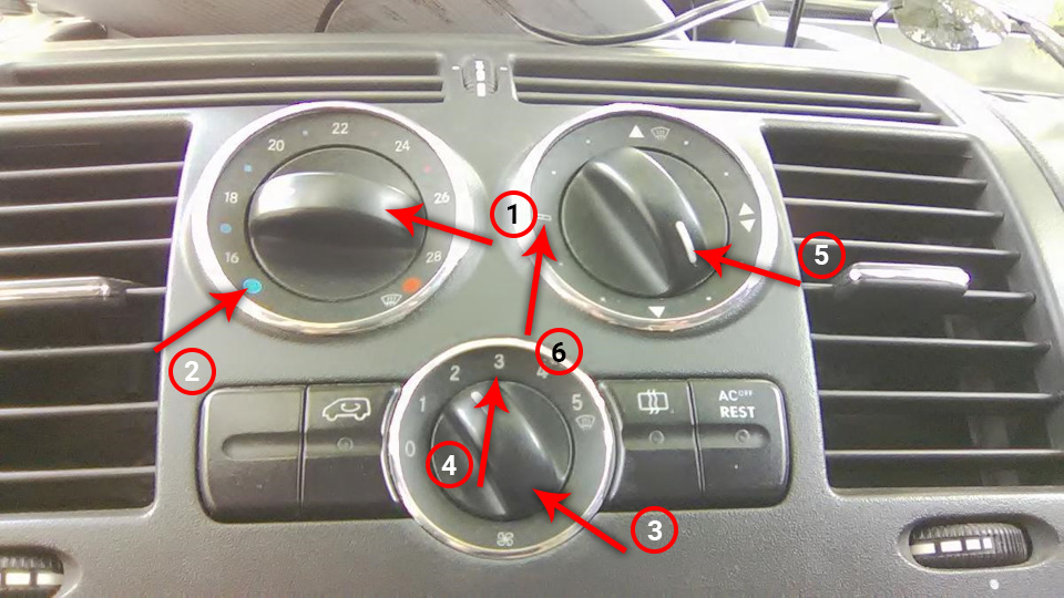 Регулятор распределения воздуха для вентиляции салона на автомобиле Mercedes-Benz Vito W639