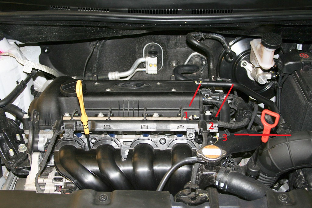 Попадание картерных газов из-под крышки головки блока цилиндров в цилиндры двигателя на автомобиле Hyundai Solaris