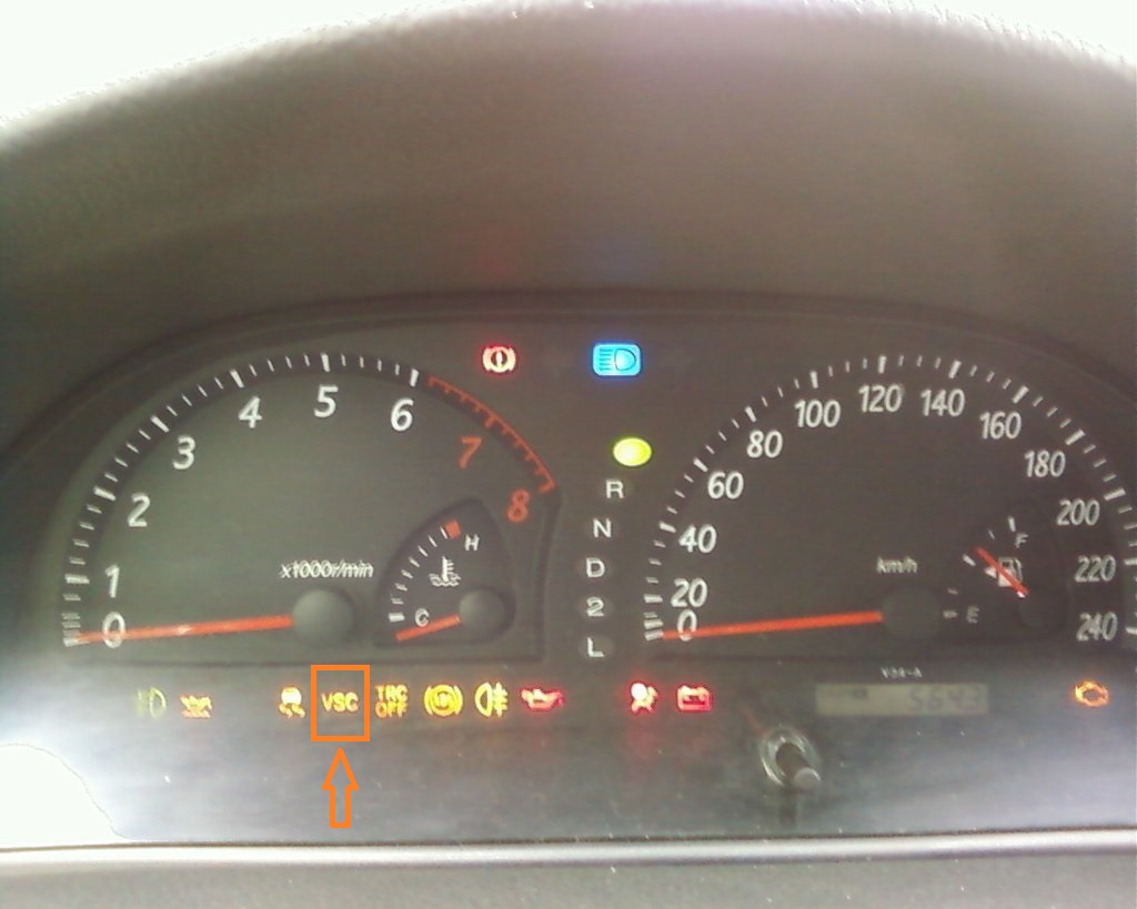 Контрольная лампа системы стабилизации курсовой устойчивости «VSC» Toyota Camry