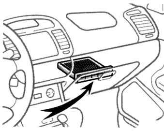 Местоположение фильтра кондиционирования воздуха на Toyota Camry