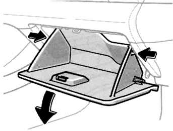 Отсоединение зажимов крепления ящика для перчаток Toyota Camry
