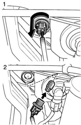 Схема замены лампы указателя поворотов в Toyota Camry 
