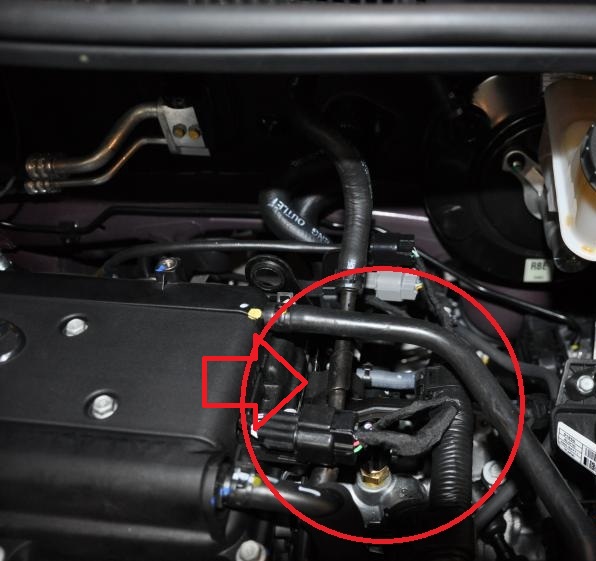 Расположение клапана продувки адсорбера на автомобиле Hyundai Solaris