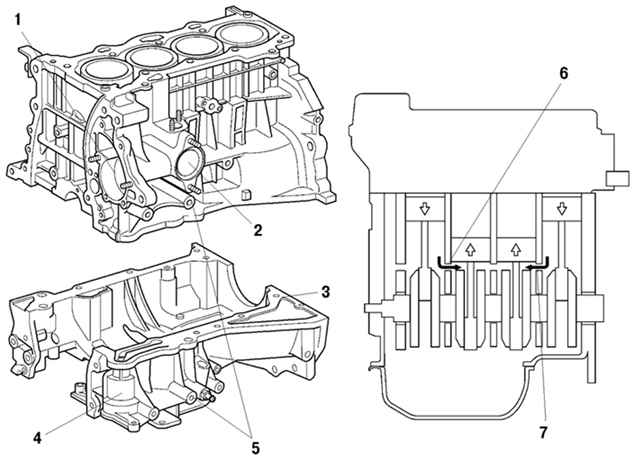 Блок цилиндров и схема прохождения воздушного потока на Toyota Camry