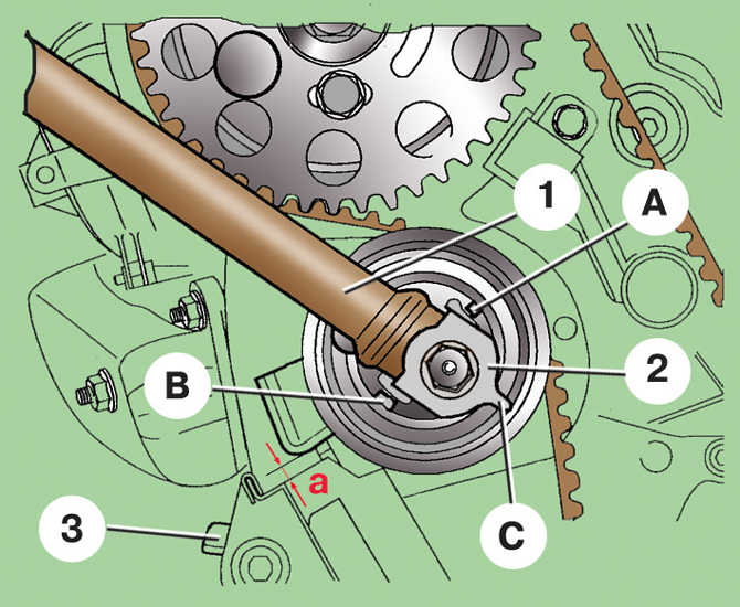Натяжение ремня привода распределительного вала дизельного двигателя Skoda Fabia I