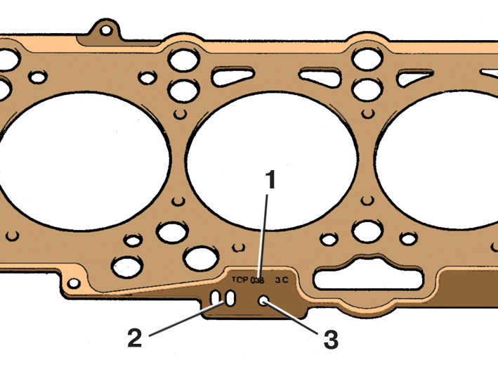 Схема маркировки прокладки головки блока цилиндров дизельного двигателя Skoda Fabia I