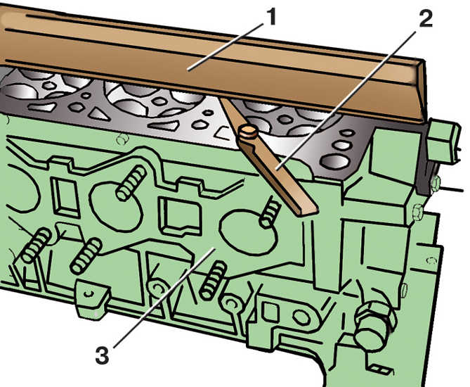 Схема проверки плоскостности головки блока цилиндров двигателя Skoda Fabia I